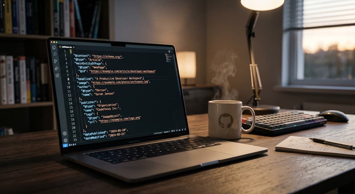 구글 리치 결과 노출을 위한 JSON-LD 스키마 마크업 코드 SEO 세팅방법 화면 (Structured data schema markup using JSON-LD script for technical SEO settings)